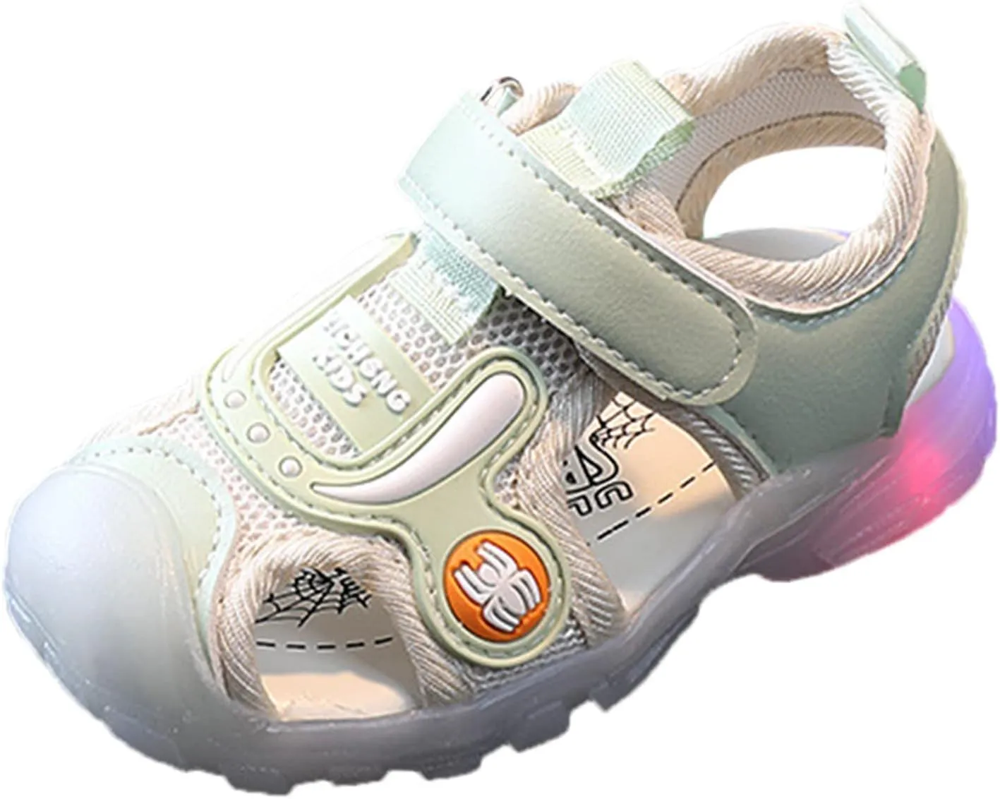 Toddler Baby LED Light Up Sandals Infant Lightweight Kids Closed Toe Beach Sandals Non Slip Flat Soft Sole Shoes