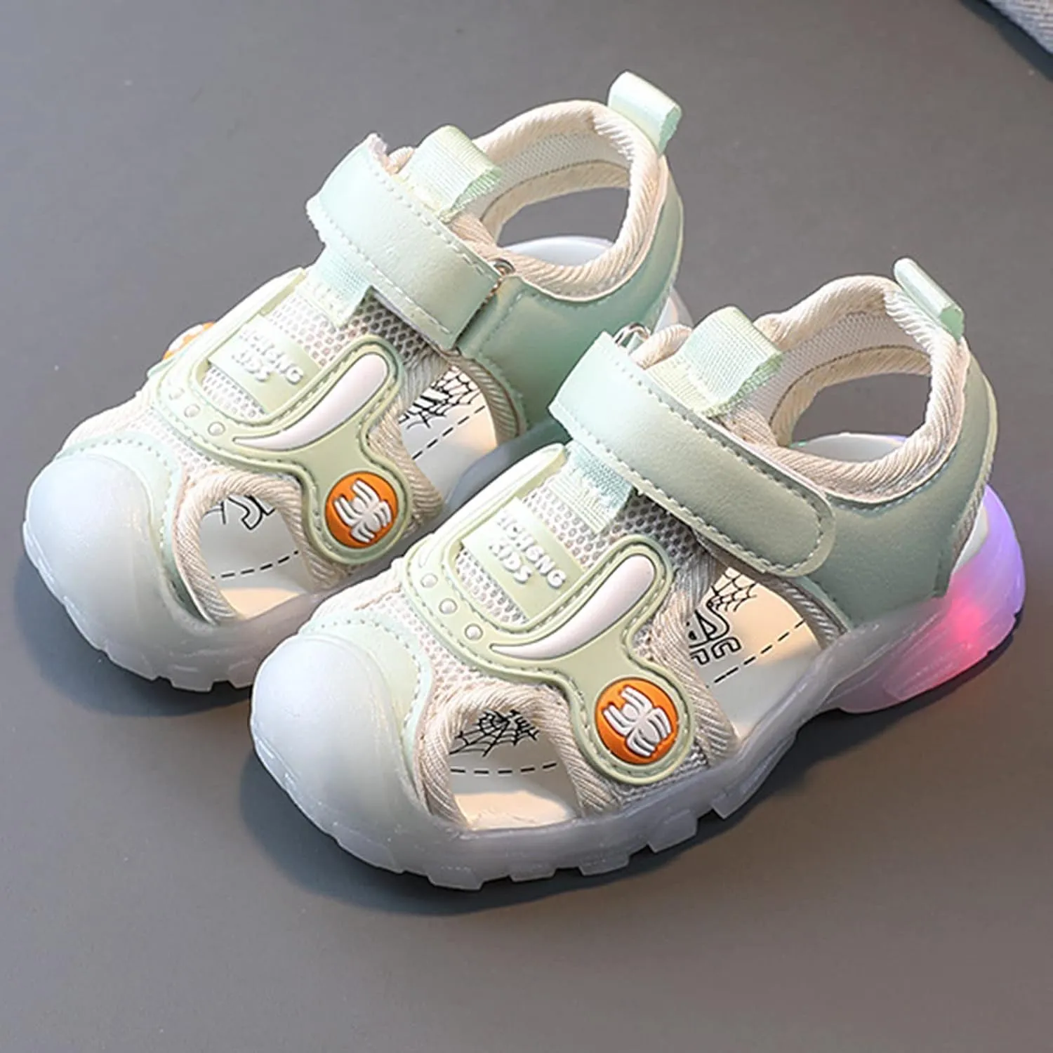 Toddler Baby LED Light Up Sandals Infant Lightweight Kids Closed Toe Beach Sandals Non Slip Flat Soft Sole Shoes