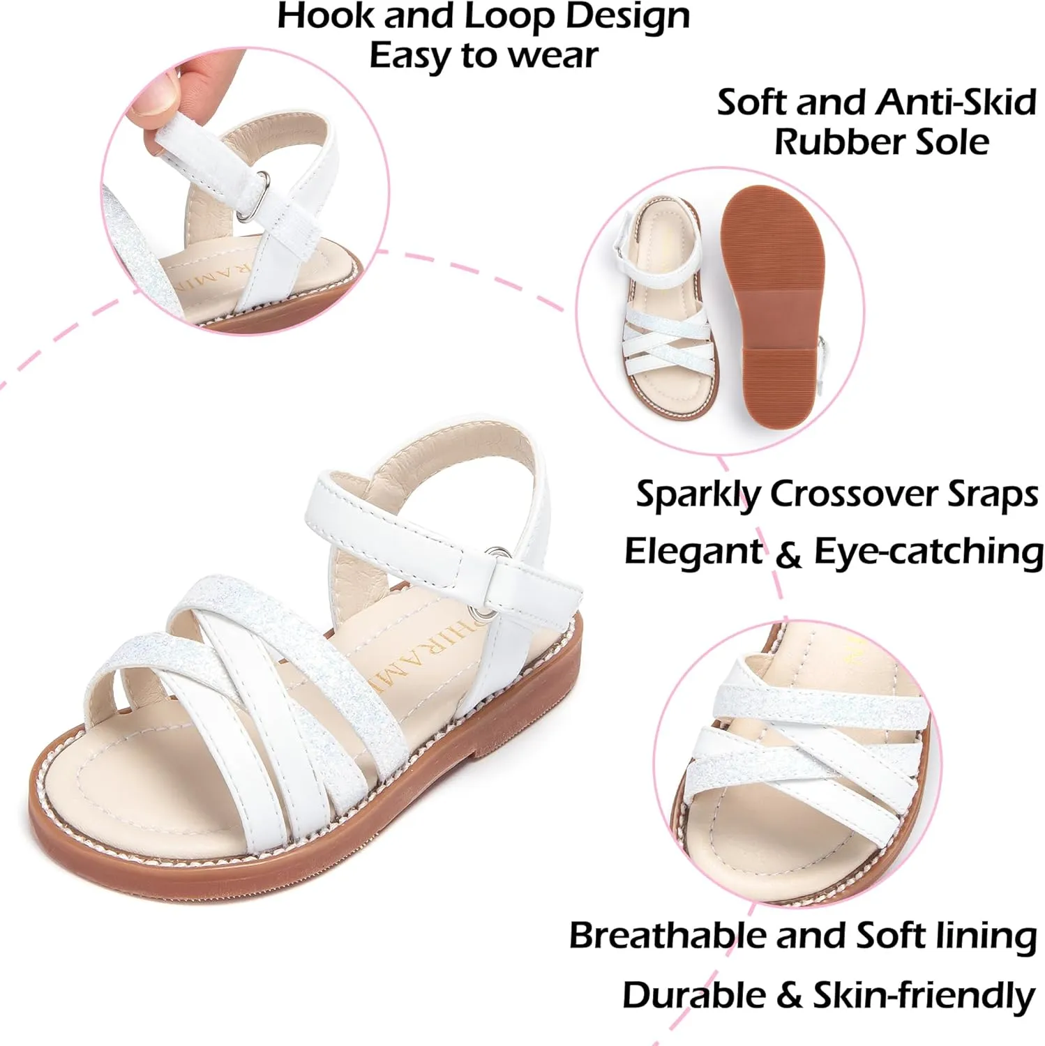 Toddler Girl Sandals - Flower Girl Summer Dress Shoes Open Toe Little Kid Wedding Party