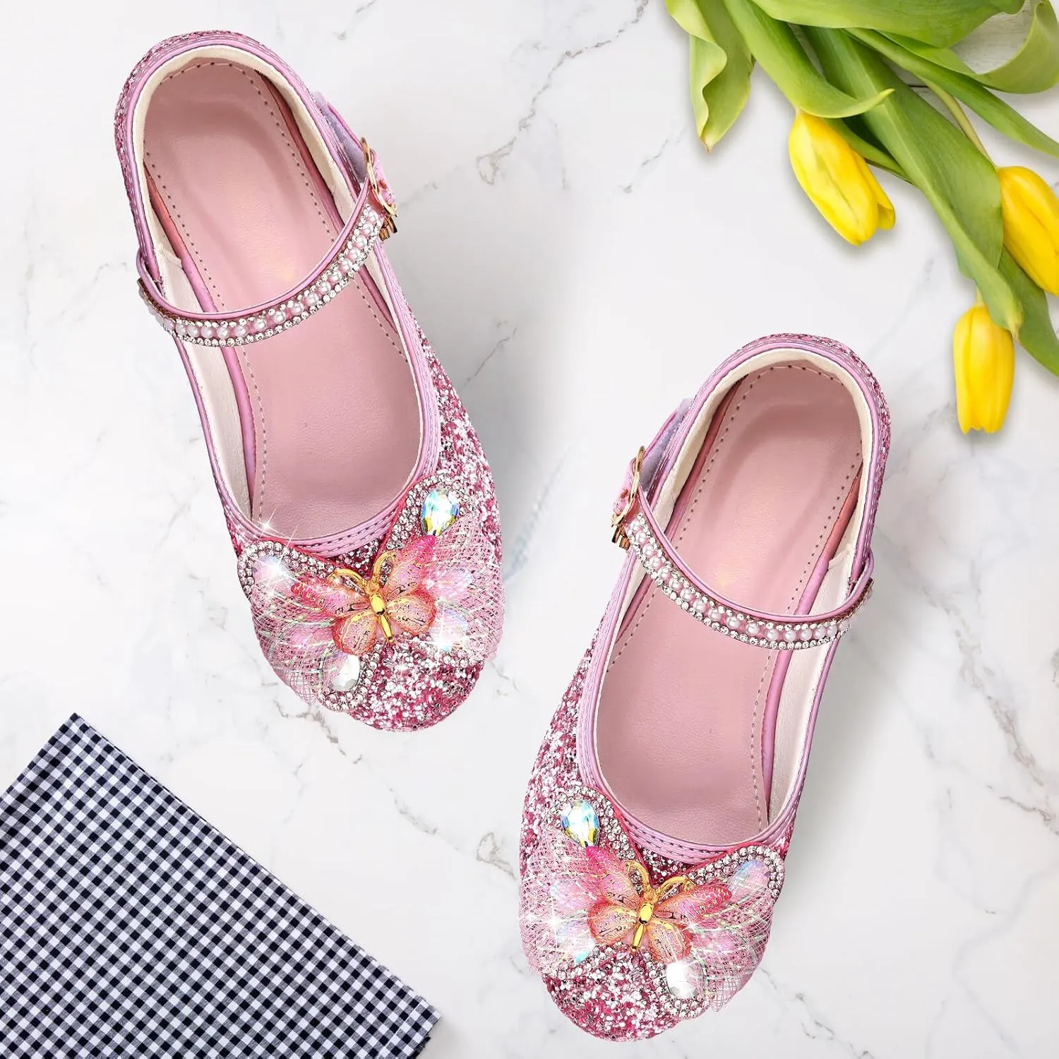 Toddler Girls Dress Shoes Princess Shoes Low Heels Girls Mary Jane for Wedding Party