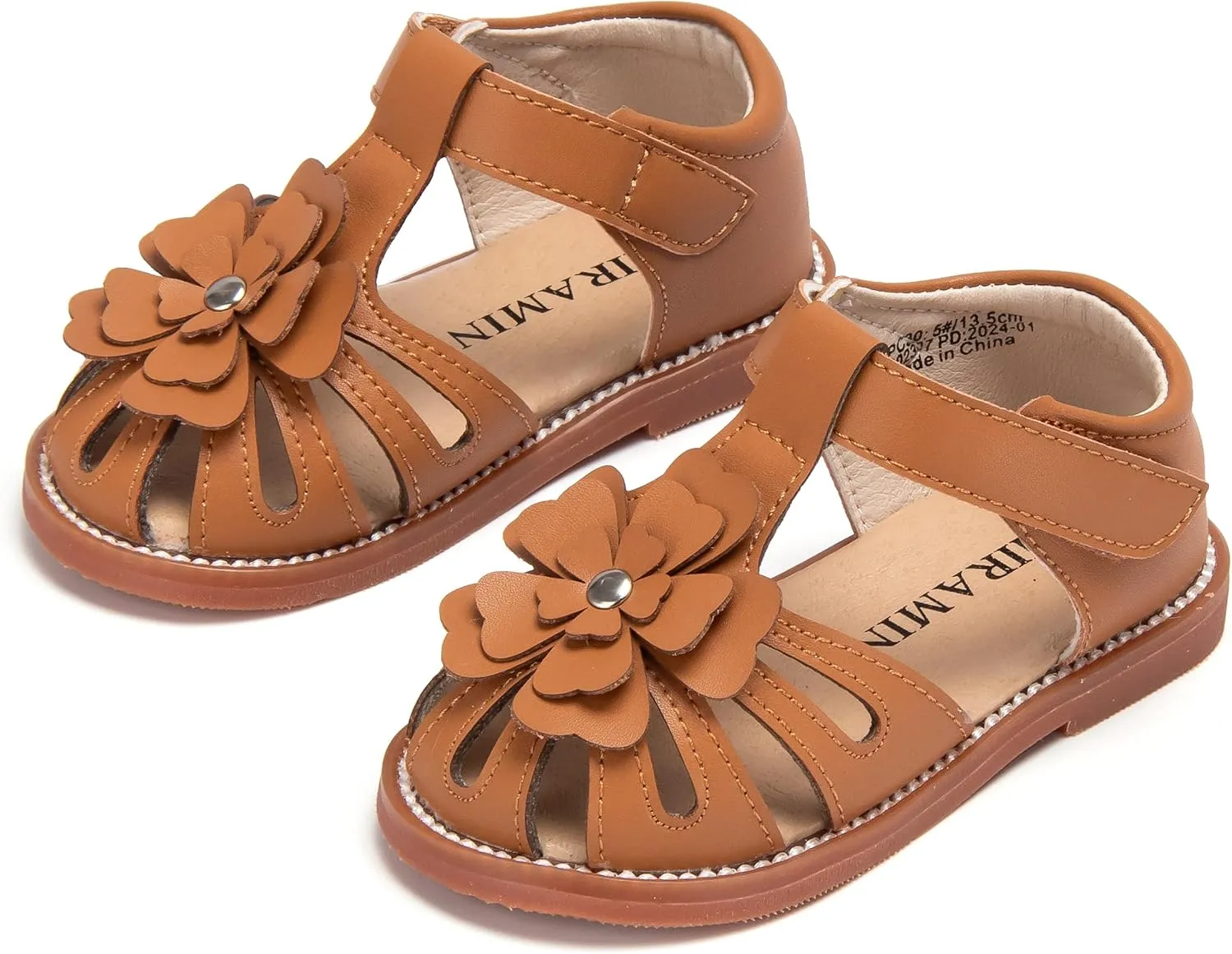 Toddler Little Girl Summer Sandals - Flower Girl Close Toe Dress Shoes Flats Wedding Princess