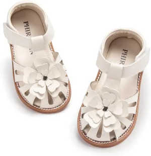 Toddler Little Girl Summer Sandals - Flower Girl Close Toe Dress Shoes Flats Wedding Princess