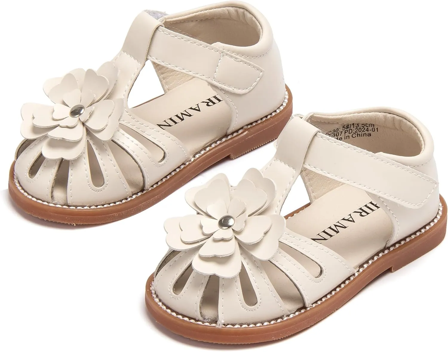 Toddler Little Girl Summer Sandals - Flower Girl Close Toe Dress Shoes Flats Wedding Princess