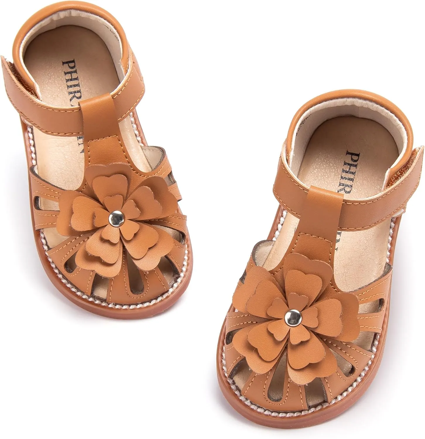 Toddler Little Girl Summer Sandals - Flower Girl Close Toe Dress Shoes Flats Wedding Princess