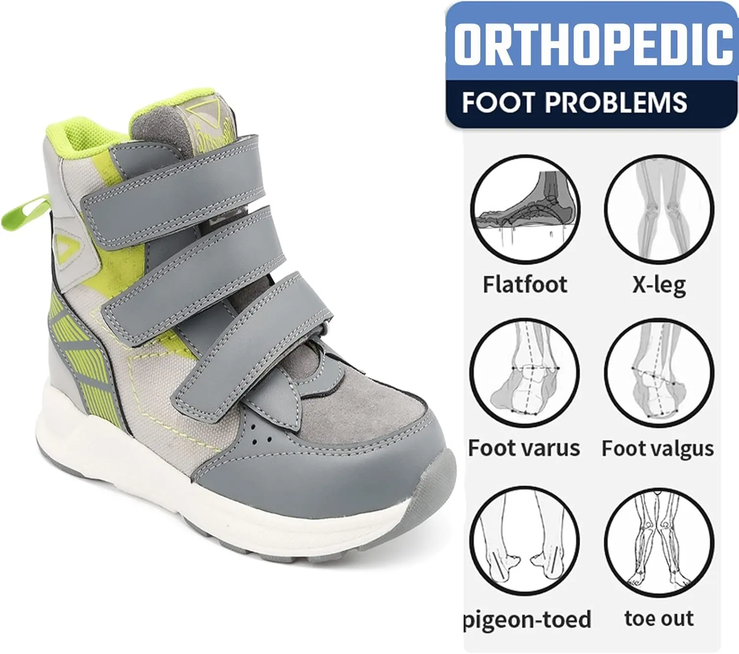 Toddlers Orthopedic Corrective Shoes for Kids,High Top Sneakers with Arch & Ankle Support for Girls and Boys,Anti-Slip Soles