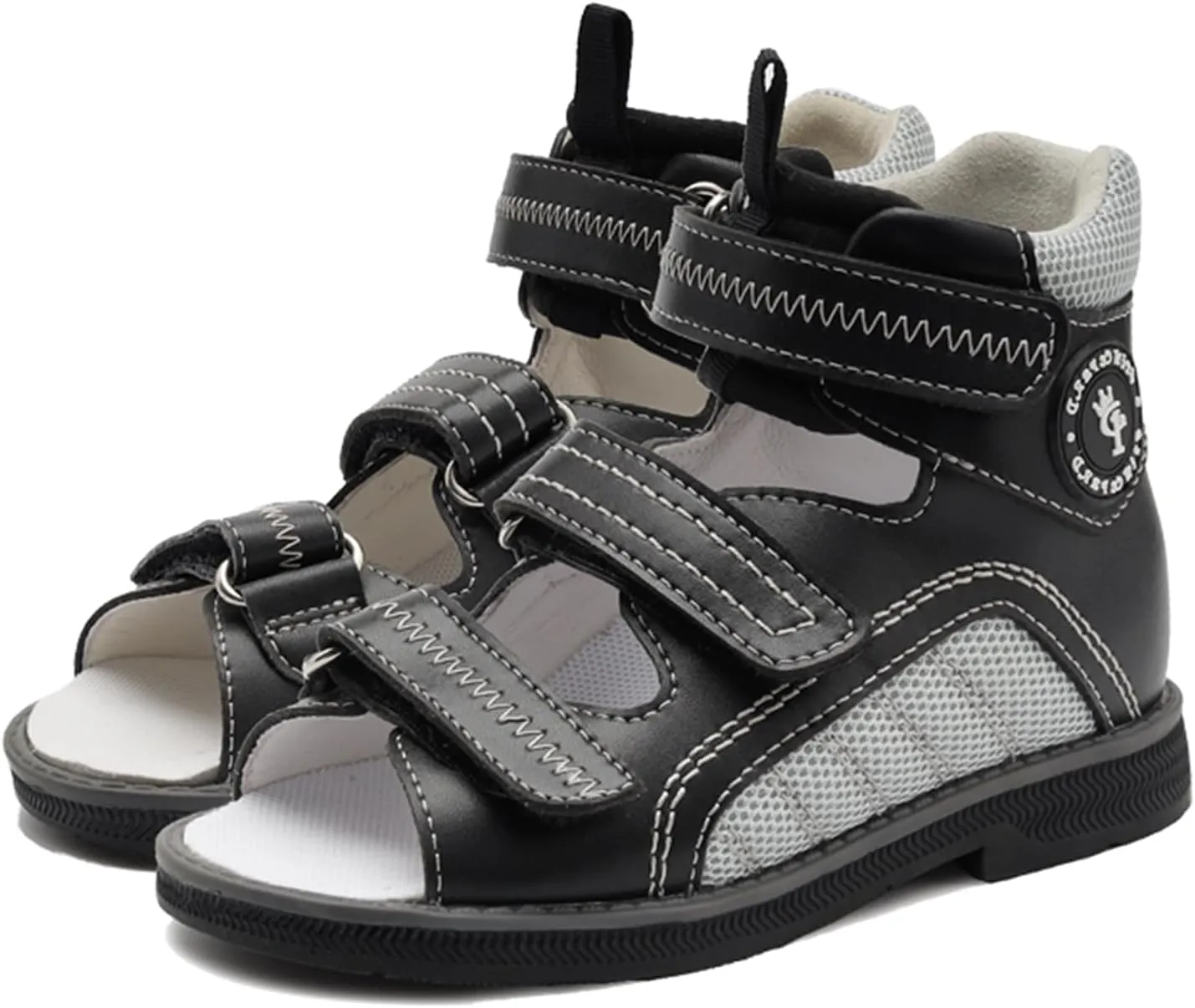 Toddlers Orthopedic Sandals with Arch and Ankle Support,Kids High Back Black Shoes