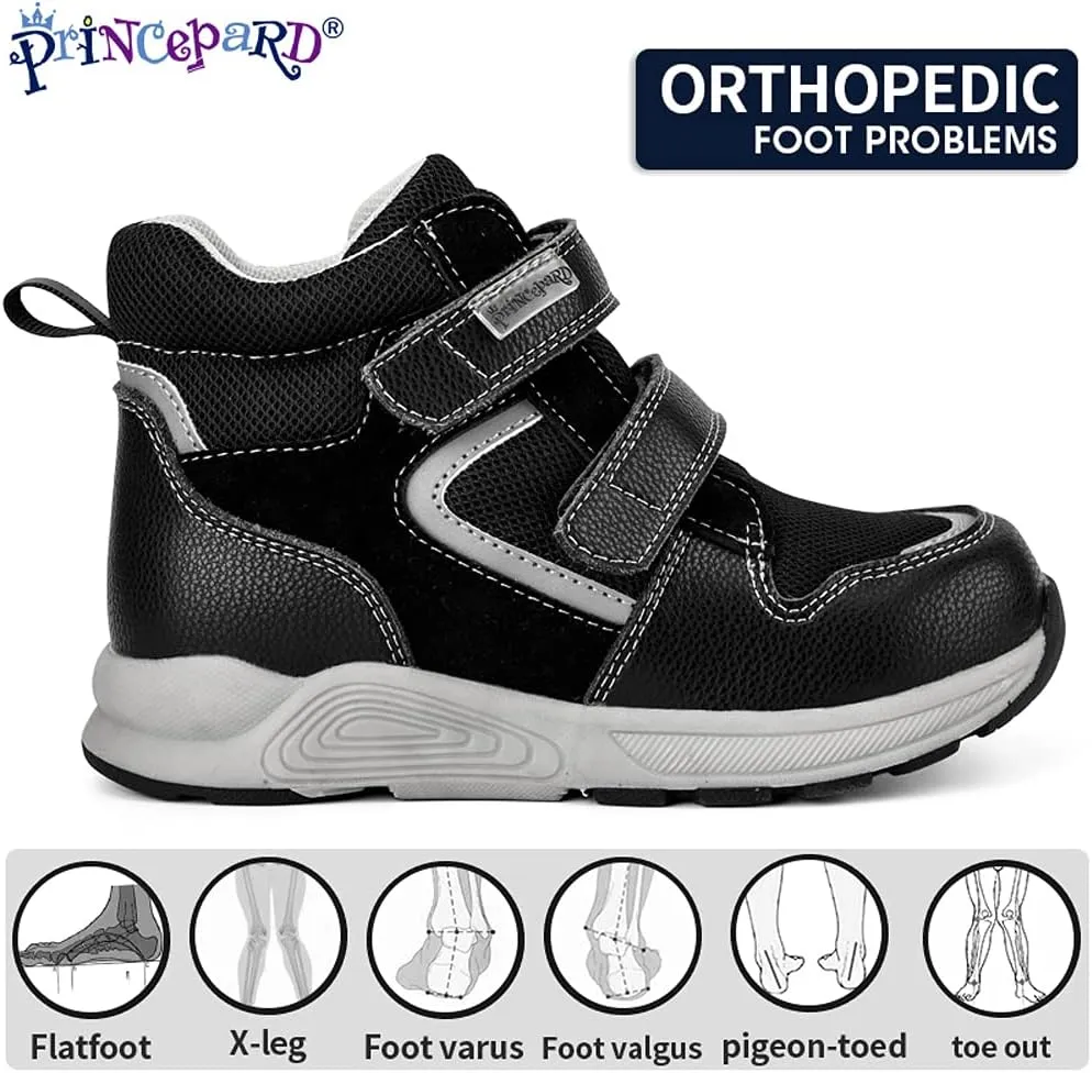 Toddlers Orthopedic Shoes，Kids High-top Corrective Sneakers for Boys and Girls with Arch and Ankle Support, Non-Slip Soles