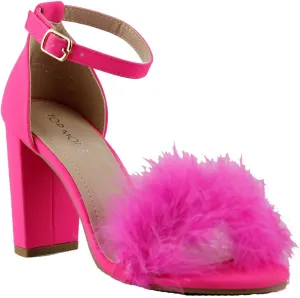TOP Moda Konner 30 Womens Feather Chunky Heel Sandals