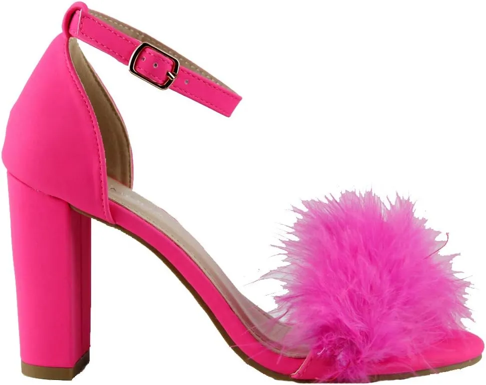 TOP Moda Konner 30 Womens Feather Chunky Heel Sandals