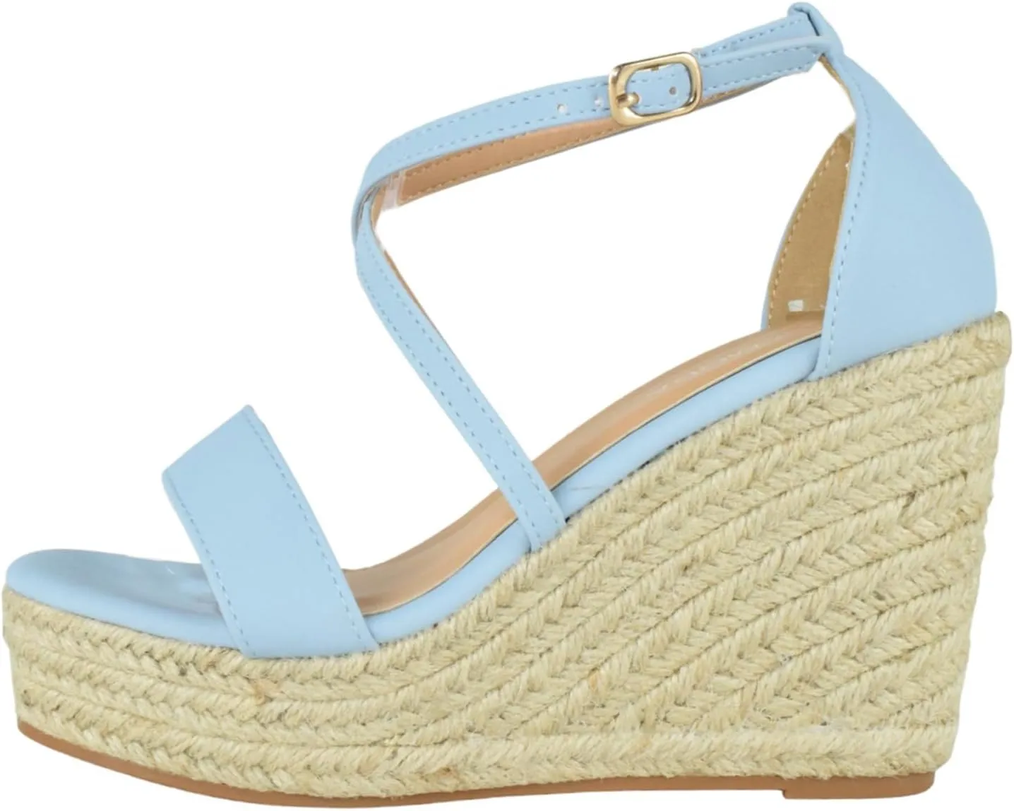 TOP Moda Women Espadrille Wedge High Heels Sandals Open Peep Toe Platform Ankle Strap PLATA-1