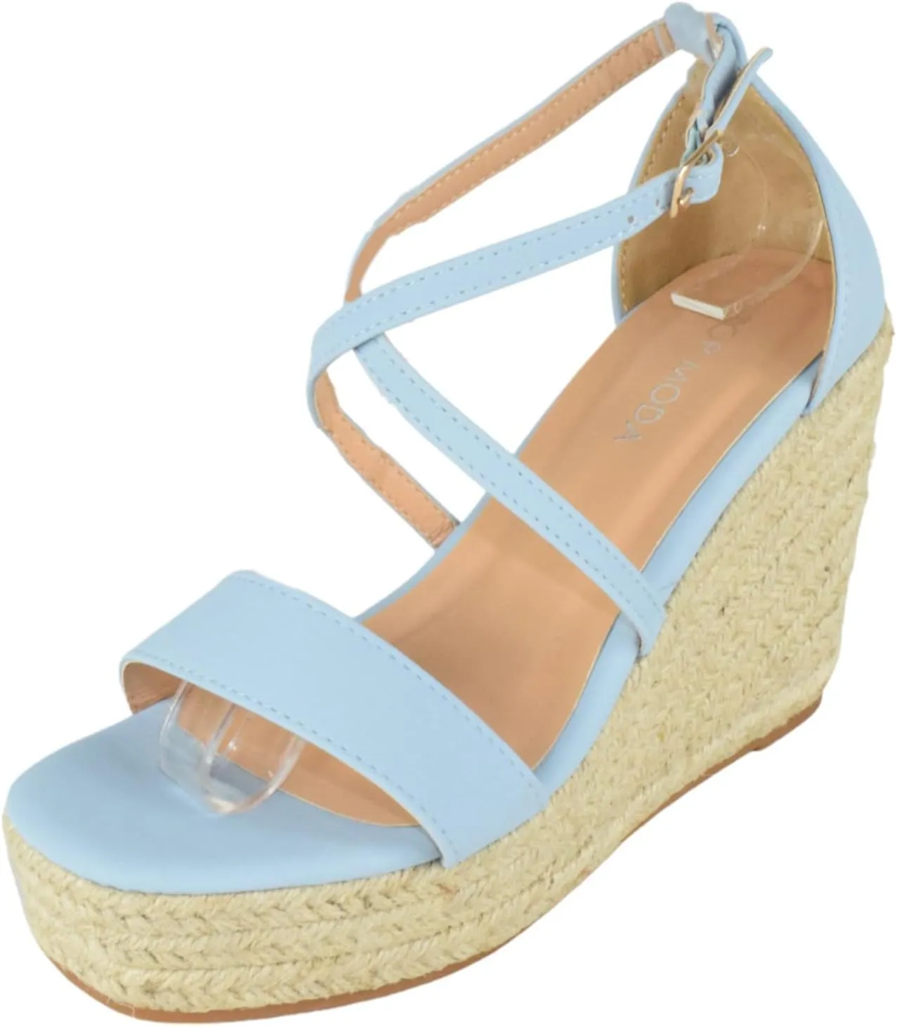 TOP Moda Women Espadrille Wedge High Heels Sandals Open Peep Toe Platform Ankle Strap PLATA-1