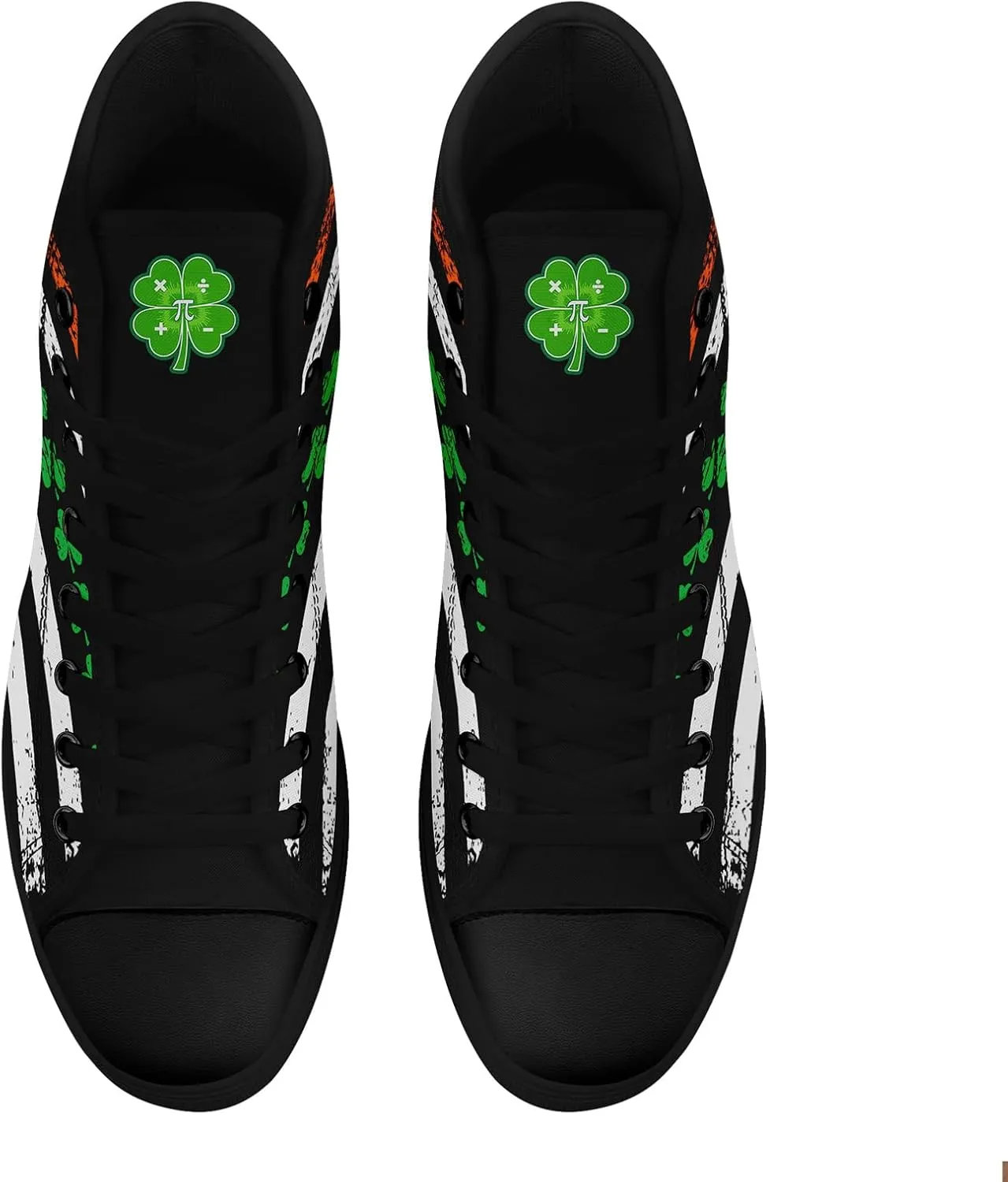Unisex High-Top Canvas Sneakers – Green Lucky Design with Clover Hat, Comfortable and Stylish Canvas Casual Shoes for Men