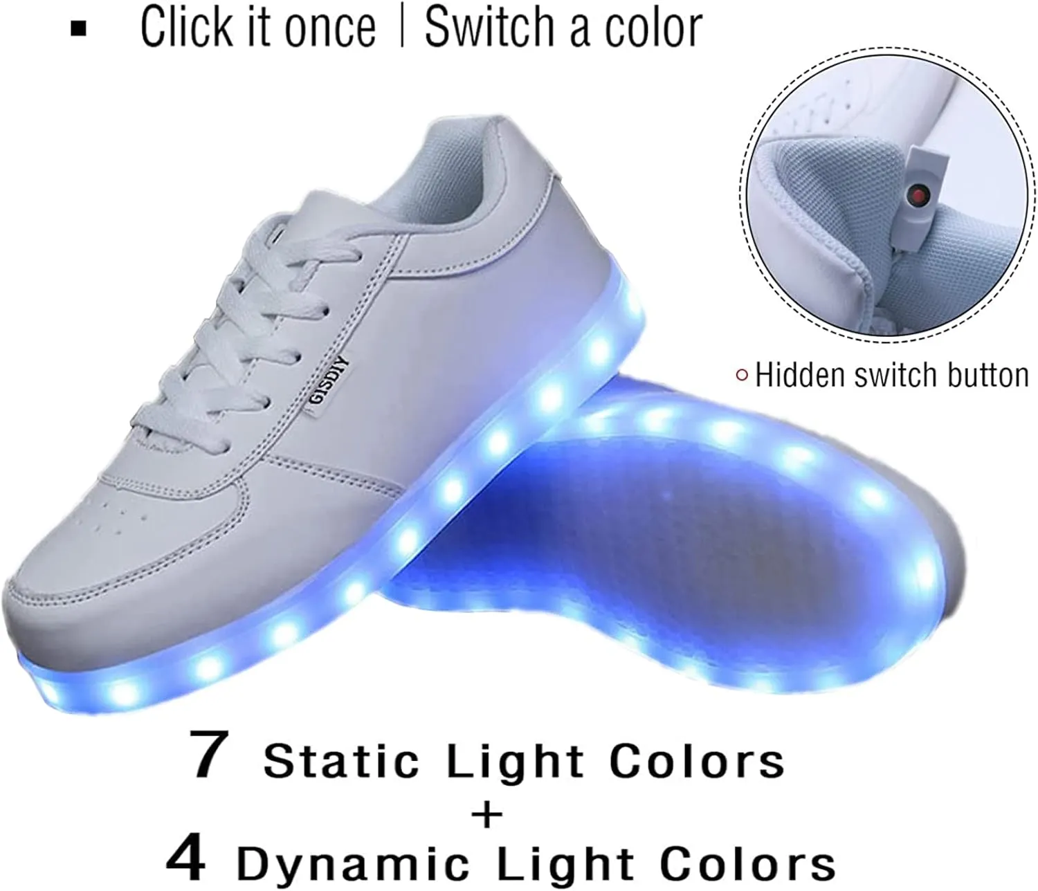 USB Adult Light Up Shoes Rechargeable Flashing Low Top LED Shoes Unisex Sports Dancing Sneakers