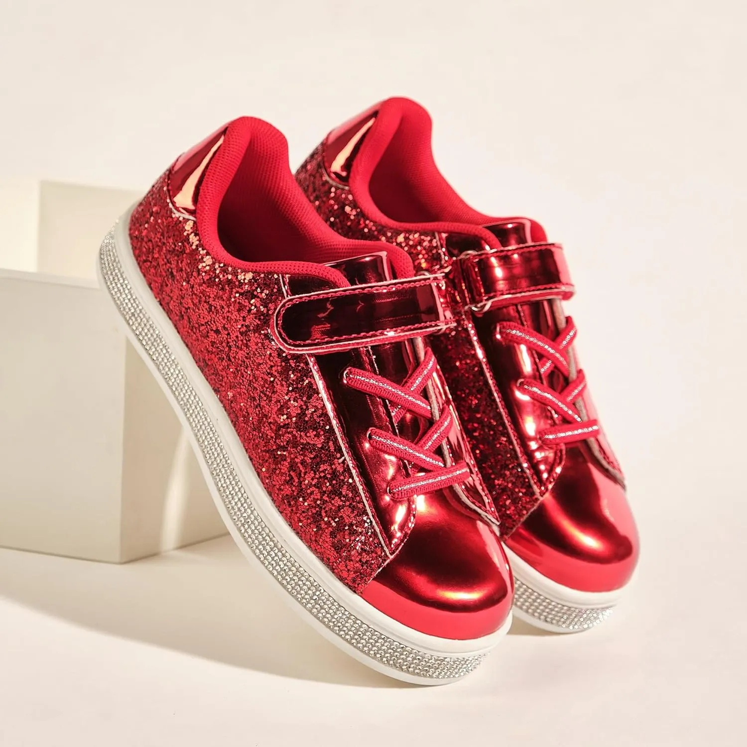 UUBARIS Girl's Glitter Tennis Sneakers - Fashion Sparkly Princess Shoes with Bling Walking Sneakers Sequin Design