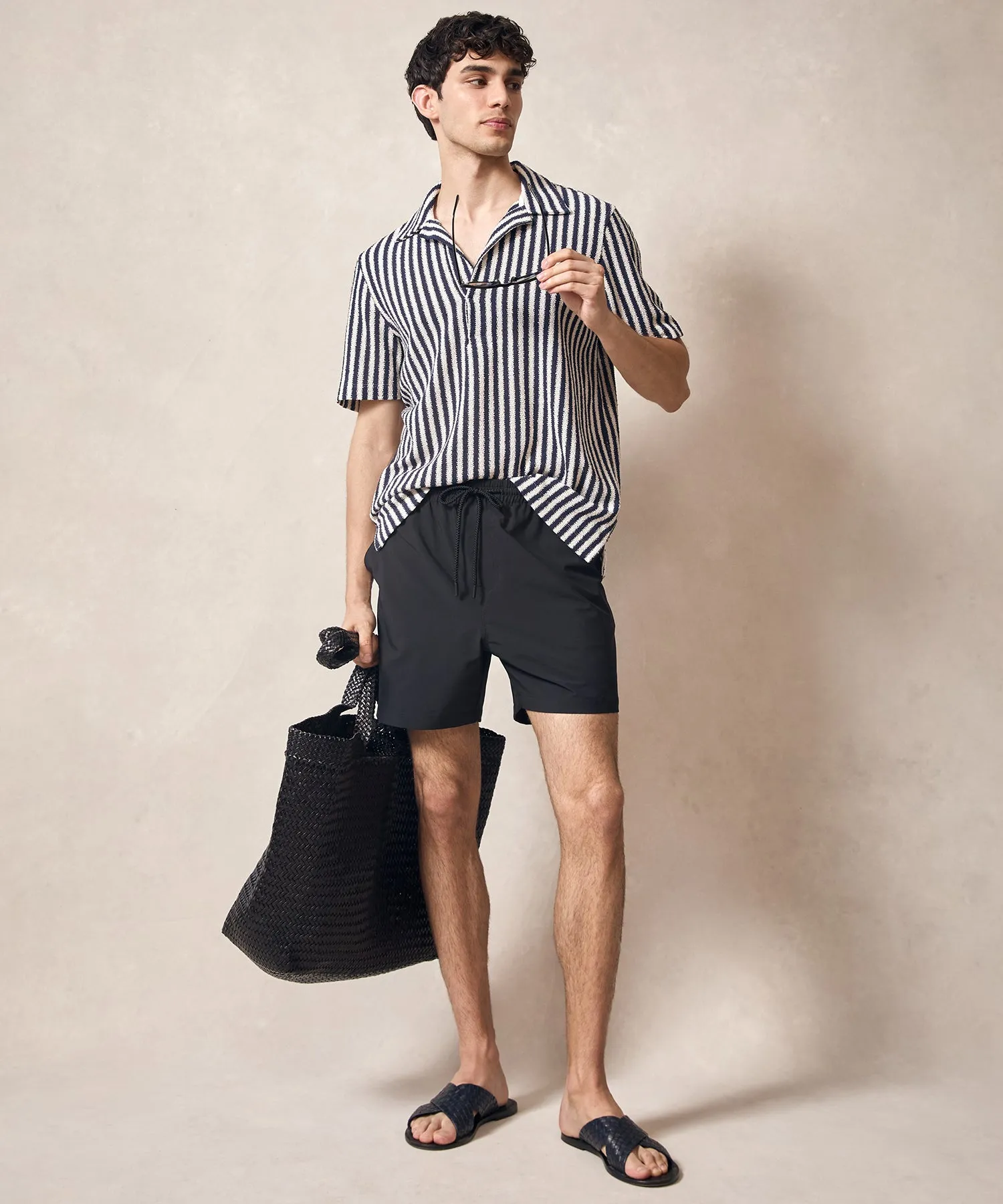 Vertical Stripe Polo in Classic Navy