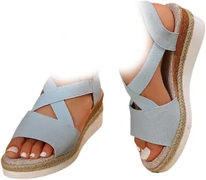 Vianys Women's Comfy Wedge Heel Sandals, Orthopedic Sandals Summer Flat Wedge Heel Fish Mouth Casual