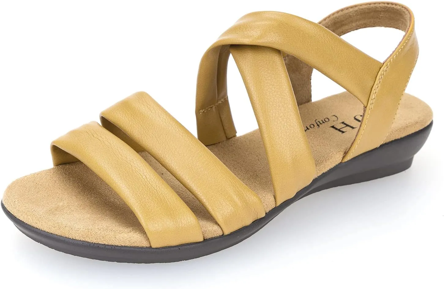 VJH confort Women’s Flat Sandals, Soft Straps Slip-on Open Toe Light Weight Elastic Slingback Comfort Casual Walking Sandals