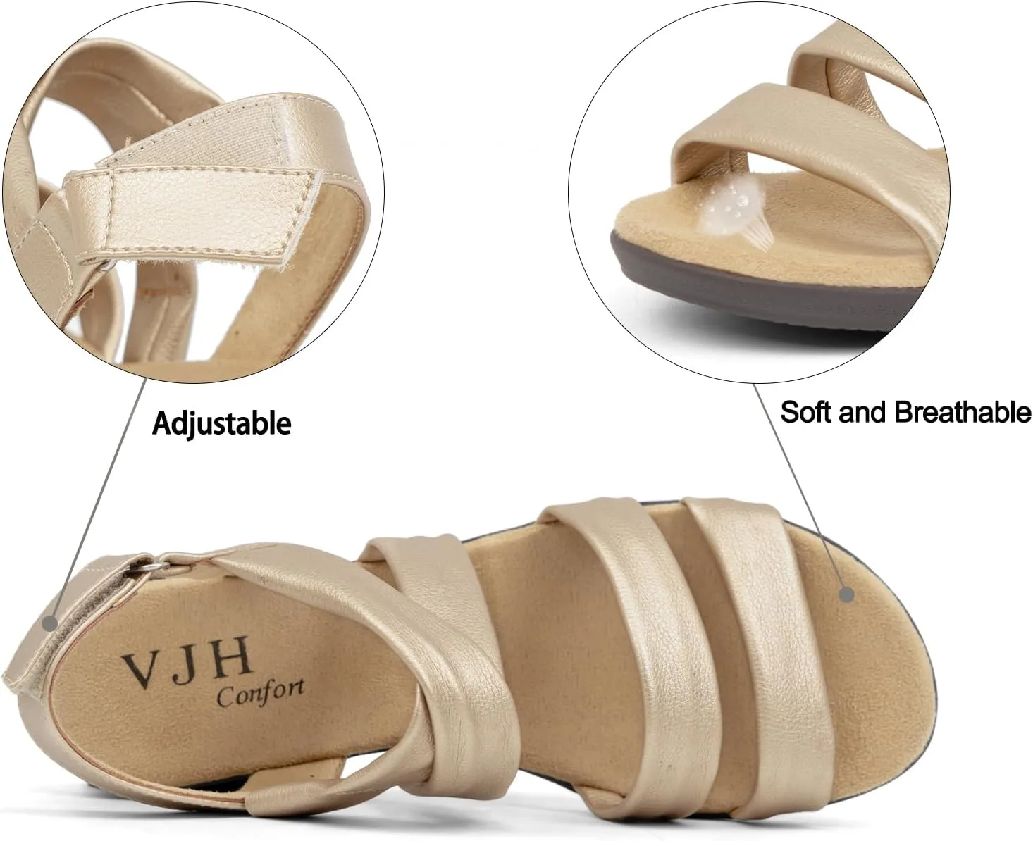 VJH confort Women’s Flat Sandals, Soft Straps Slip-on Open Toe Light Weight Elastic Slingback Comfort Casual Walking Sandals