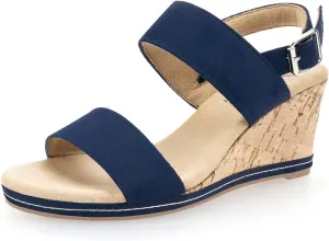VJH confort Women's Wedge Sandals Buckle Straps Cork Platform Comfort Slingback Dress Open Toe Sandals