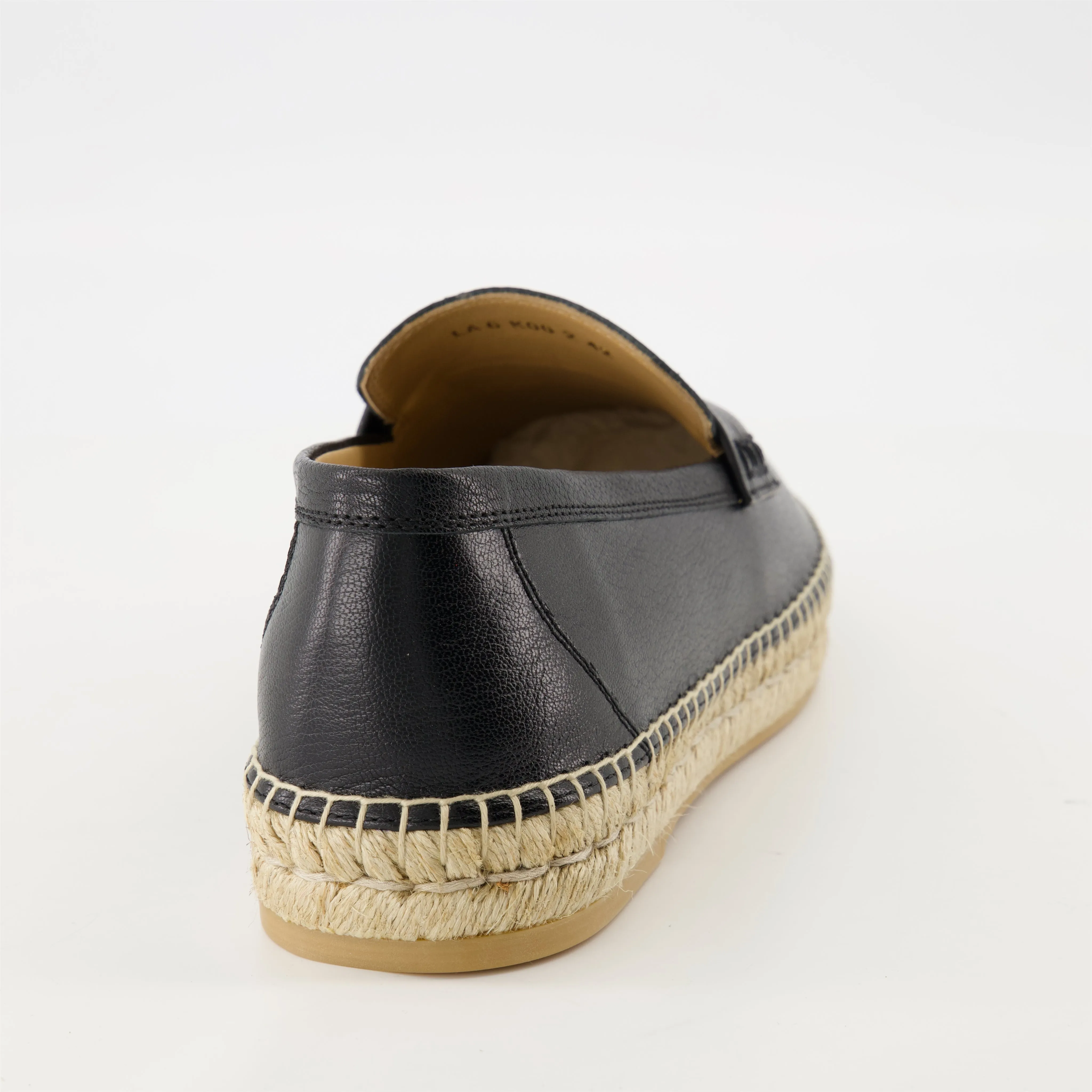 VLogo Black Leather Espadrilles