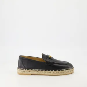 VLogo Black Leather Espadrilles