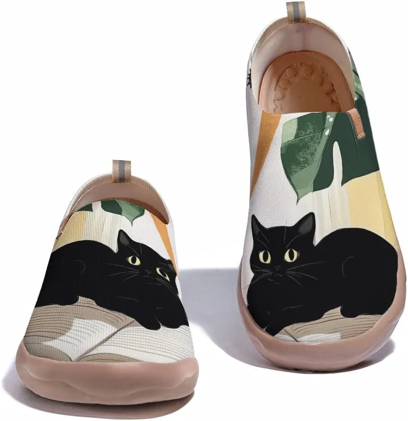 Walking Sneakers for Women Art Painted Travel Slip On Shoes Lightweight Comfort Knitted Casual Loafers