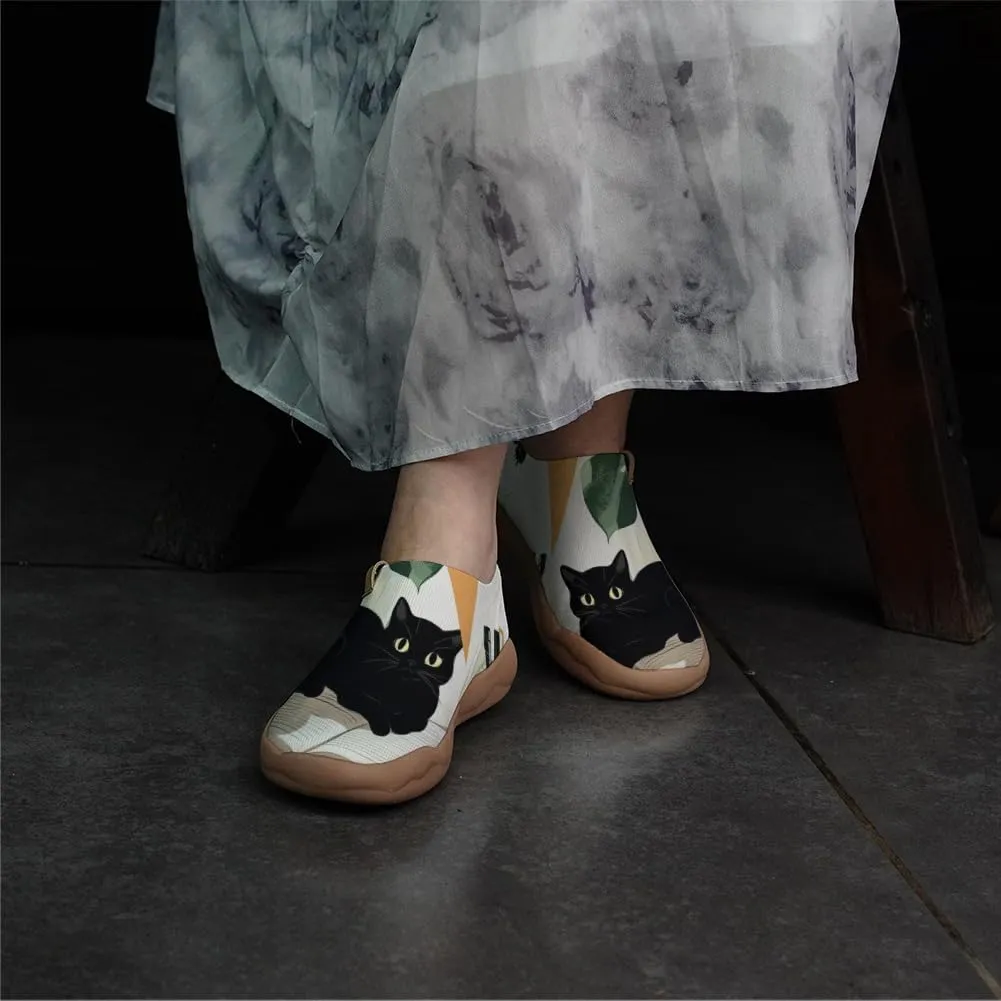 Walking Sneakers for Women Art Painted Travel Slip On Shoes Lightweight Comfort Knitted Casual Loafers