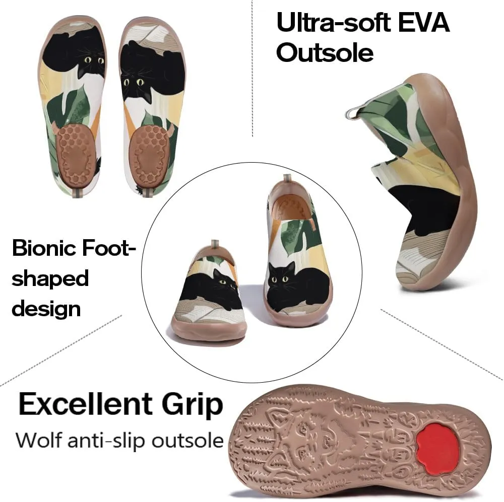 Walking Sneakers for Women Art Painted Travel Slip On Shoes Lightweight Comfort Knitted Casual Loafers