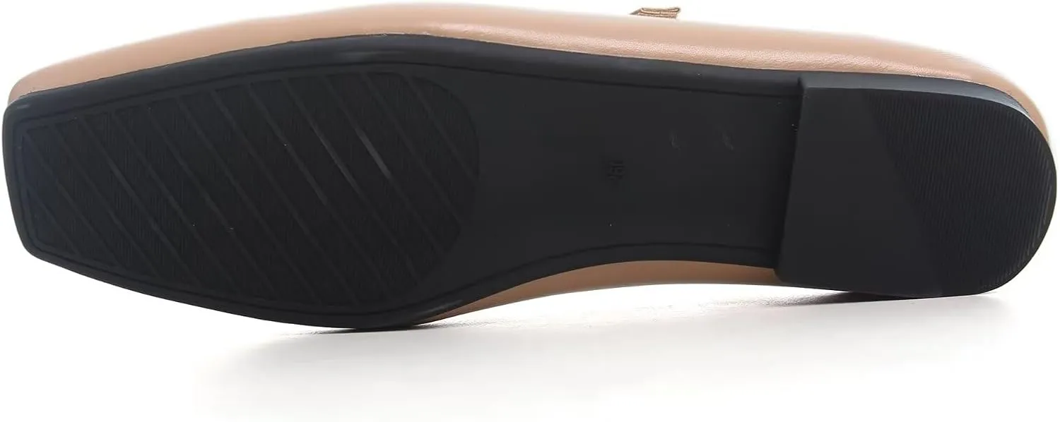 WENJIAZHIZHI Womens Squared Toe Mary Janes Adjustable Buckle Ballet Flats Solid Color Elegant Office Lady Low-Heels Wedding Dressy Shoes