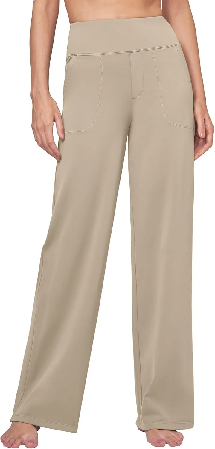 Willit Women's Yoga Pants Wide Leg Dress Work Pants Stretch Casual Pants Slacks with Pockets High Waist 28" 30" 32"