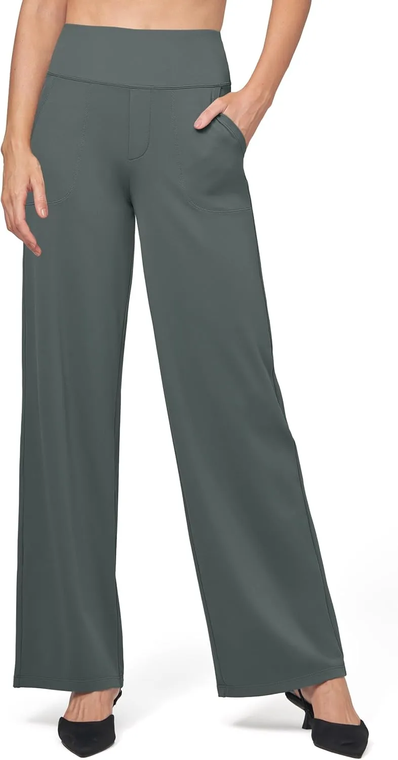 Willit Women's Yoga Pants Wide Leg Dress Work Pants Stretch Casual Pants Slacks with Pockets High Waist 28" 30" 32"