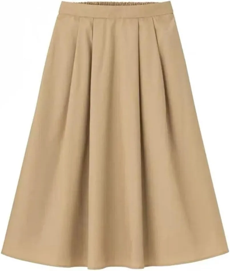 Women Spring Summer High Waist A-Line Long Skirt,Solid Office Lady Skirts Beach Vacation Style