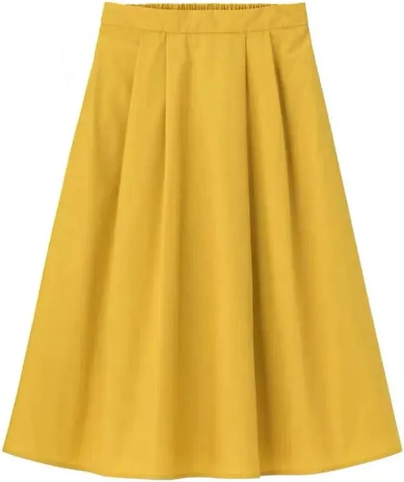 Women Spring Summer High Waist A-Line Long Skirt,Solid Office Lady Skirts Beach Vacation Style
