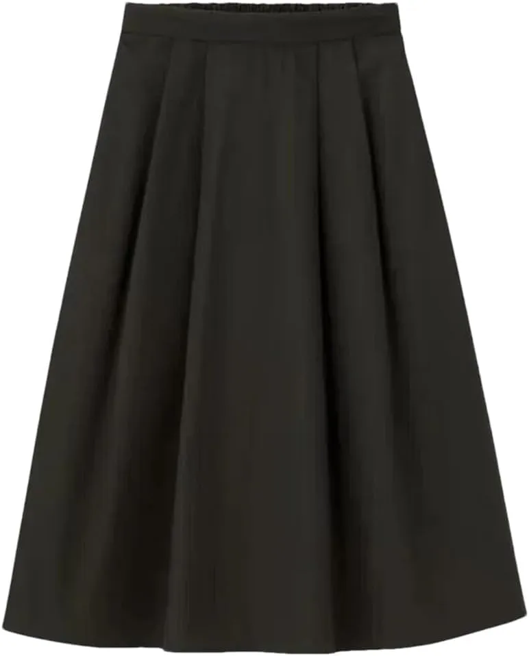 Women Spring Summer High Waist A-Line Long Skirt,Solid Office Lady Skirts Beach Vacation Style