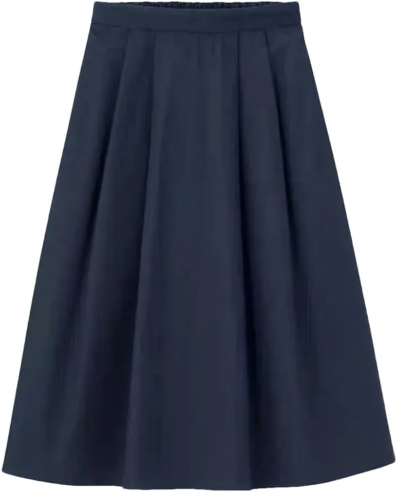 Women Spring Summer High Waist A-Line Long Skirt,Solid Office Lady Skirts Beach Vacation Style