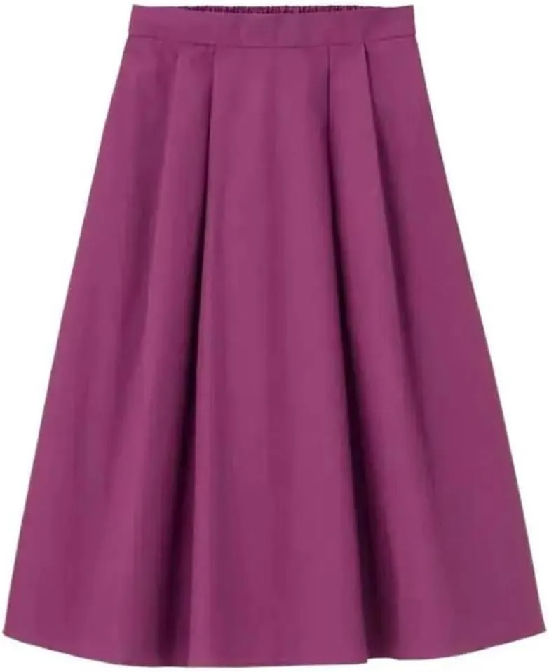 Women Spring Summer High Waist A-Line Long Skirt,Solid Office Lady Skirts Beach Vacation Style