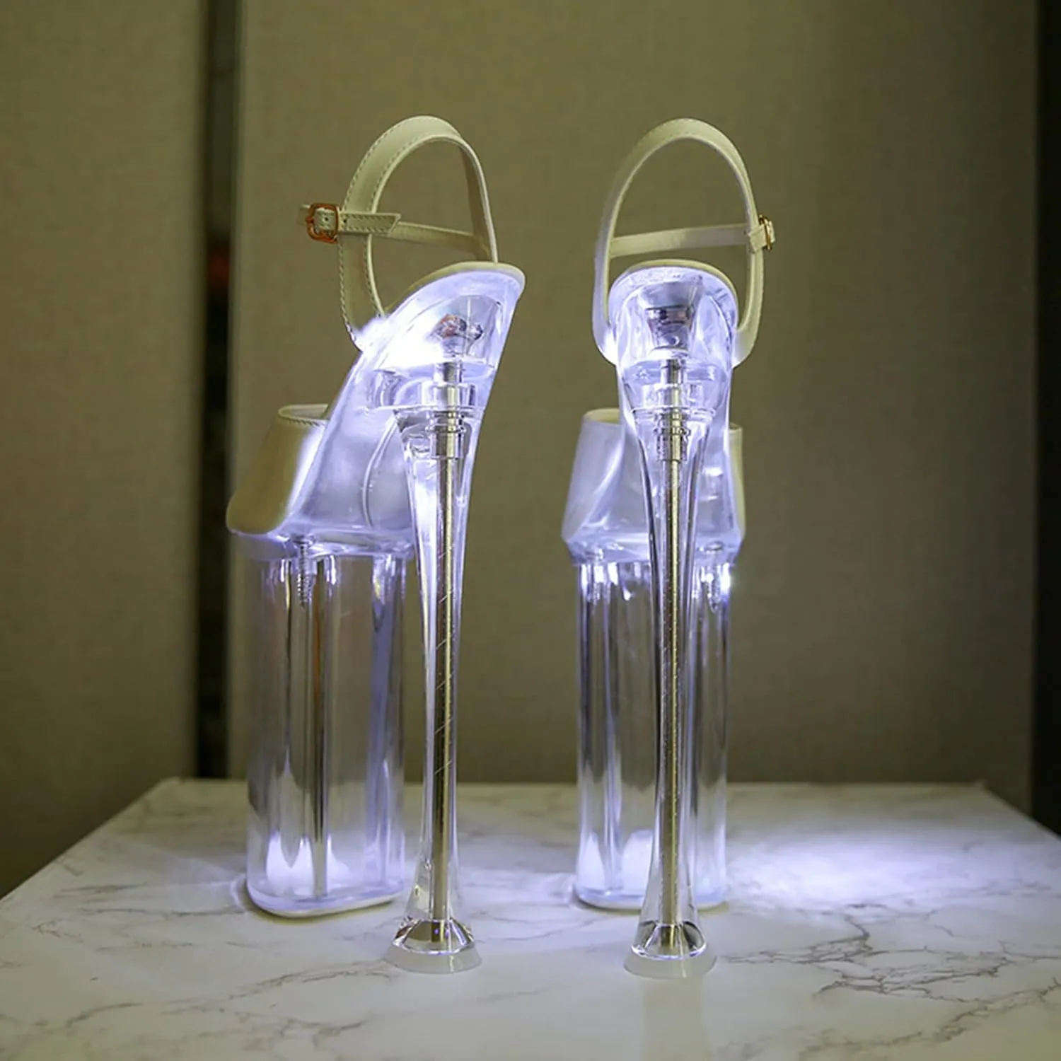 Women's 26CM/10.23IN LED Light Shine Platform Sandals Fetish High Heel Sexy Stripper Nightclub Pole Dancing Shoes Party Dress Pumps