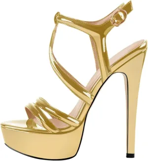 Women's Black Chunky Sandals - Peep-Toe Casual Party Platforms