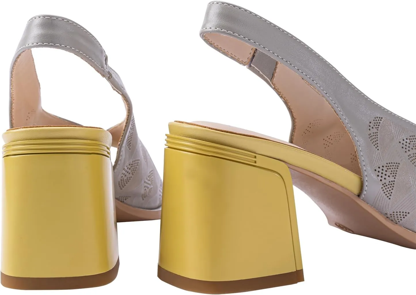 Women’s Block Chunky Medium Heel Slip-On Peep Round Toe Breathable Cut-Out Slingback Sandals Shoes