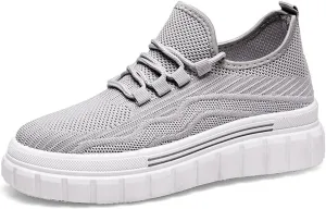 Women's Breathable Mesh Lace Up Walking Shoes,Casual Fashion Anti-Slip Sneakers,Lightweight Soft Sole Tennis Shoes for Gym Travel Sports