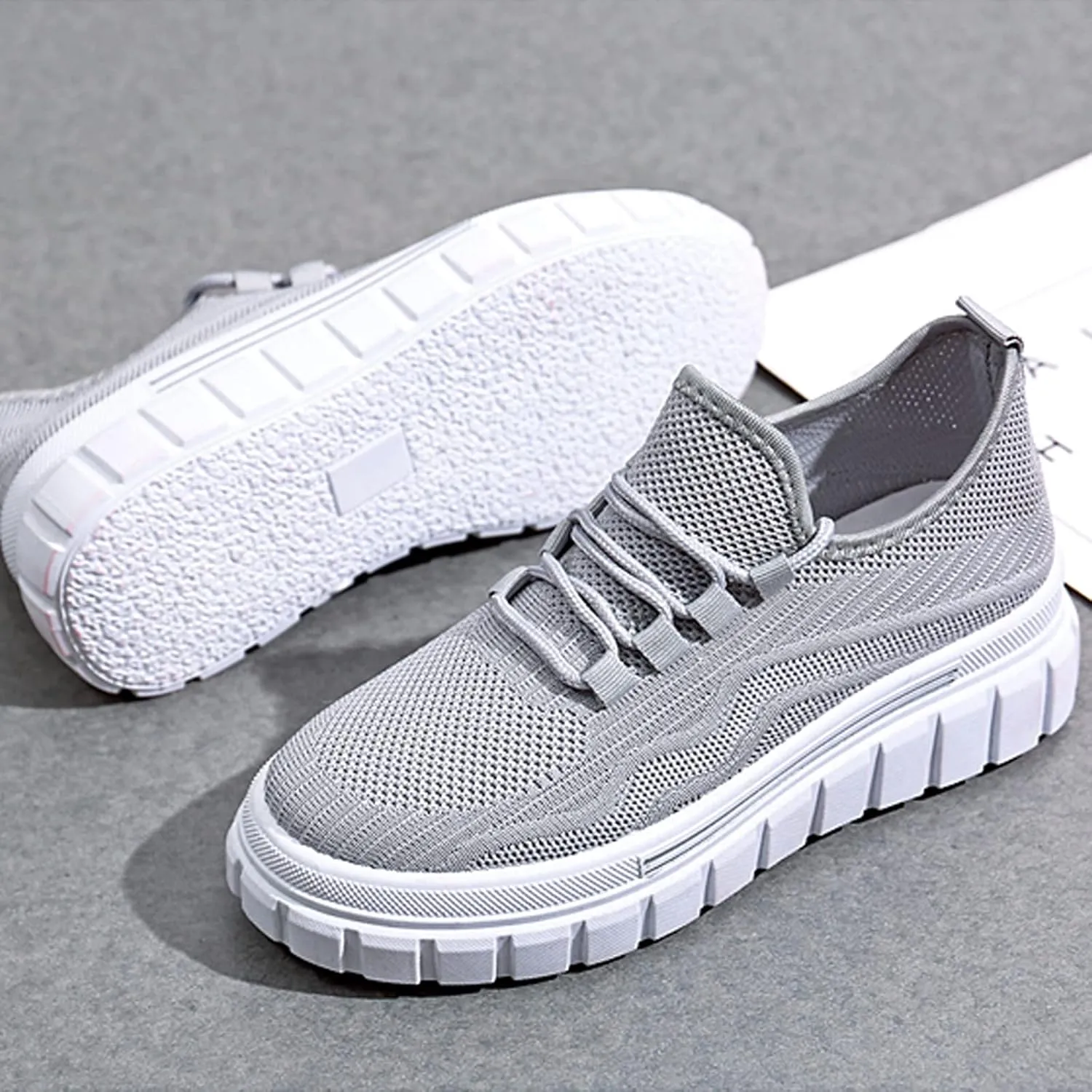 Women's Breathable Mesh Lace Up Walking Shoes,Casual Fashion Anti-Slip Sneakers,Lightweight Soft Sole Tennis Shoes for Gym Travel Sports