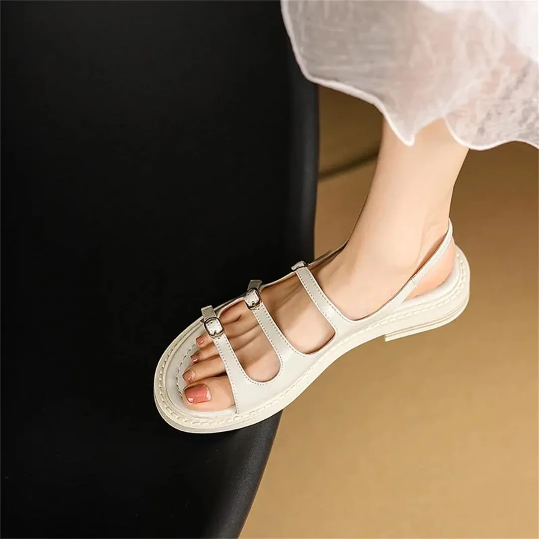 Womens Buckle Strap Back Strap Flat Heel Open Side Vamp Gladiator Sandals Leather Rome Detail Casual Summer Sandals