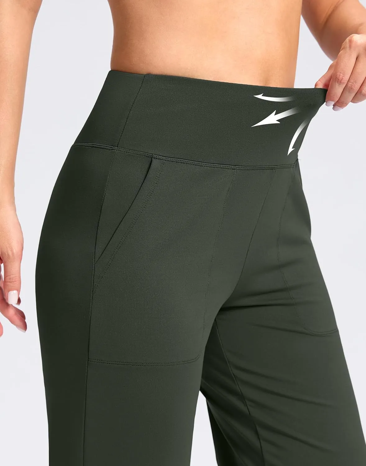 Women's Capri Pants with Pockets High Waist Yoga Pants Wide Leg Workout Crop Summer Pants for Casual, Travel, Exercise