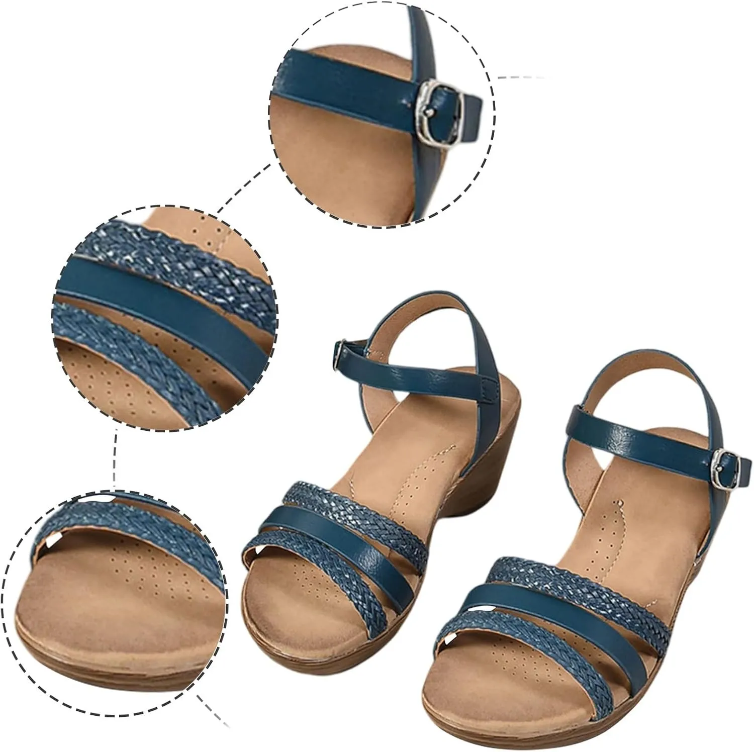 Womens Casual Sandals For Summer Wedge Sandals Comfortable Platform Work Lounge Breathable Walking Wedding Shoes