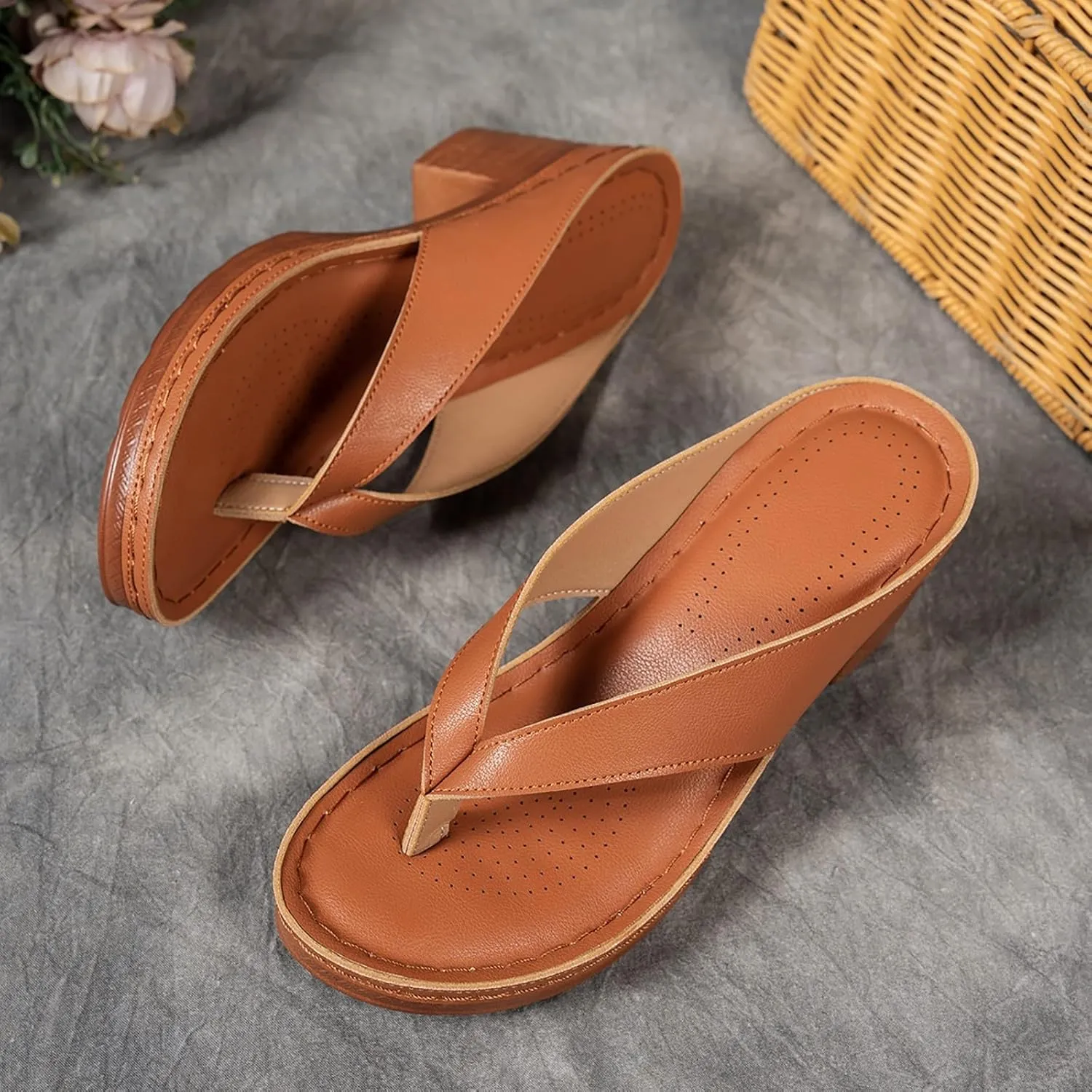 Women's Chunky Block Mid Heels Flip Flops 2025 Open Toe Block Dress Bridal Party Wedding Shoes Summer Casual Slip On Non Slip Breathable Comfortable Slingback Footwear