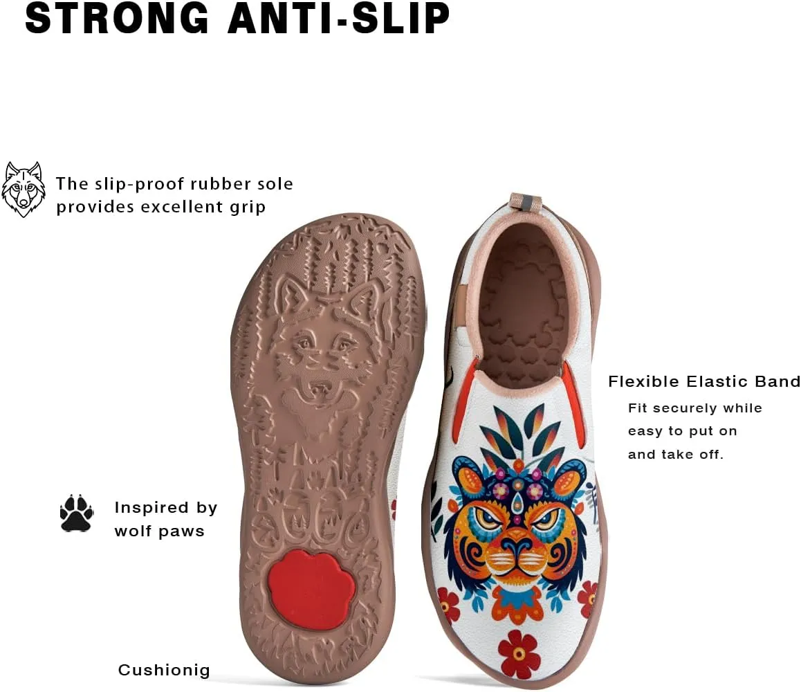 Women's Comfortable Loafers Slip Ons Walking Casual Lightweight Animal Painted Athletic Shoes Ethnic Tribal Style