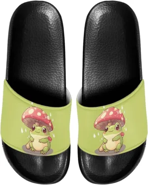 Women's Flat Sandals Comfortable Slip On Leather Slide Sandals, Women's Slide Sandals Size 6-13.5