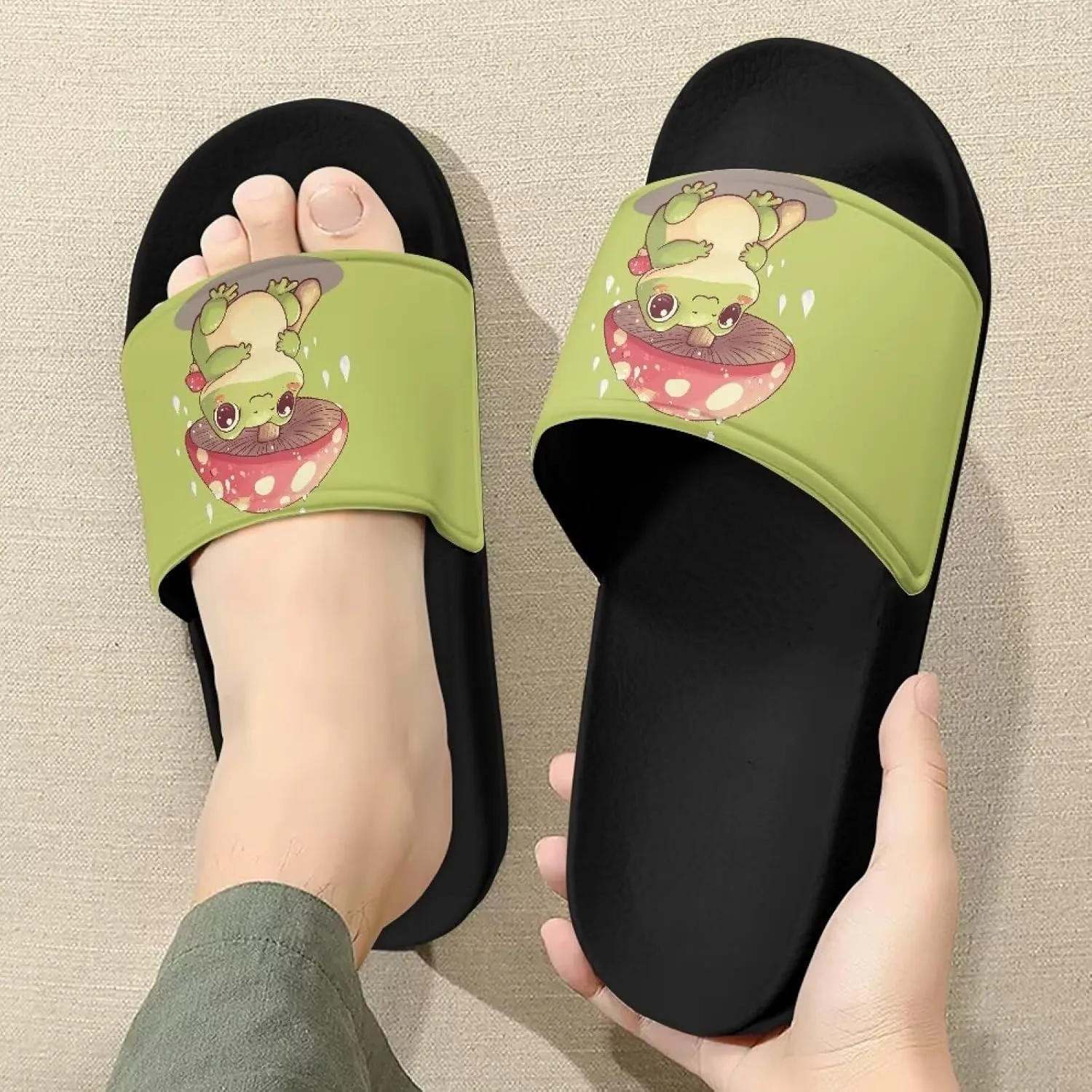 Women's Flat Sandals Comfortable Slip On Leather Slide Sandals, Women's Slide Sandals Size 6-13.5