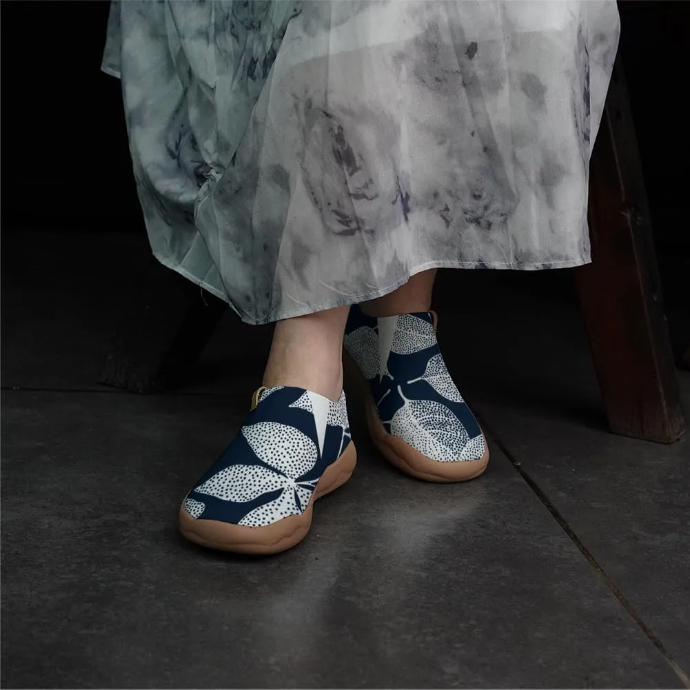 Women's Floral Art Painted Shoes Knitted Slip On Loafers Comfort Walking Sneakers