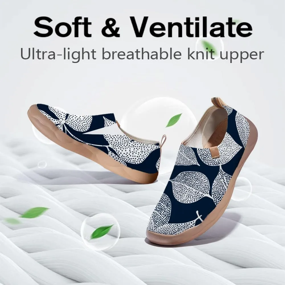Women's Floral Art Painted Shoes Knitted Slip On Loafers Comfort Walking Sneakers